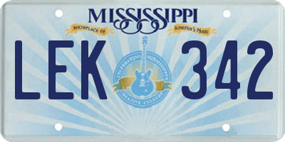 MS license plate LEK342