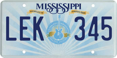 MS license plate LEK345