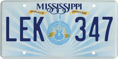 MS license plate LEK347
