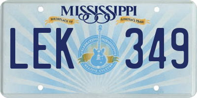 MS license plate LEK349