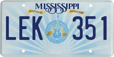 MS license plate LEK351