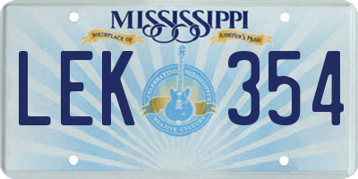 MS license plate LEK354