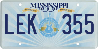 MS license plate LEK355
