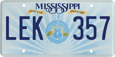 MS license plate LEK357