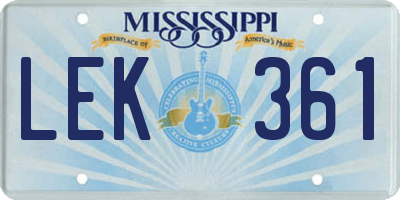 MS license plate LEK361