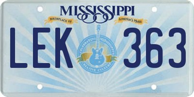 MS license plate LEK363
