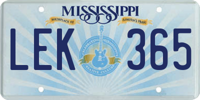 MS license plate LEK365