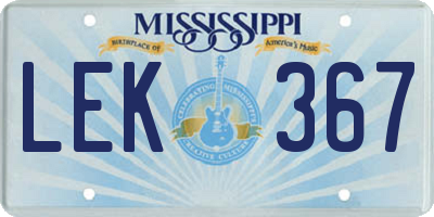 MS license plate LEK367