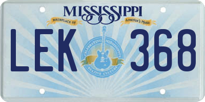 MS license plate LEK368