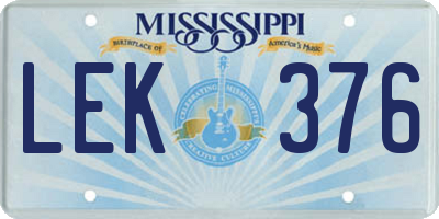 MS license plate LEK376