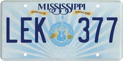 MS license plate LEK377