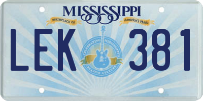 MS license plate LEK381