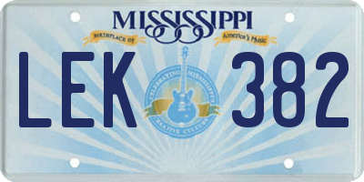 MS license plate LEK382