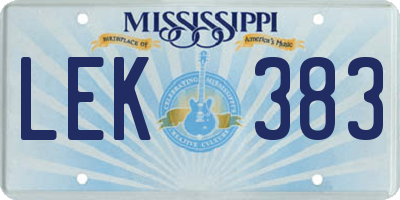 MS license plate LEK383
