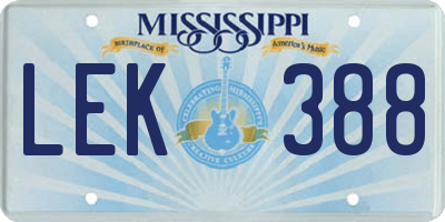 MS license plate LEK388