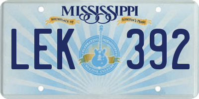 MS license plate LEK392