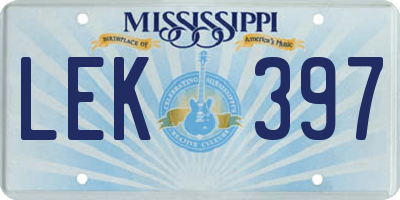 MS license plate LEK397