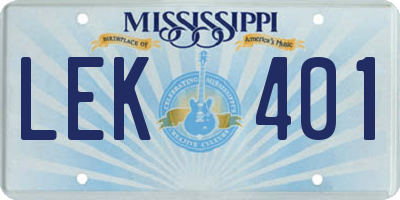 MS license plate LEK401