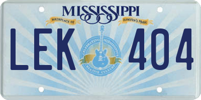 MS license plate LEK404