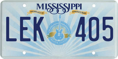 MS license plate LEK405