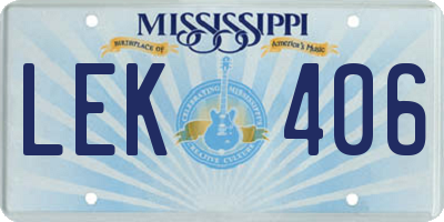 MS license plate LEK406