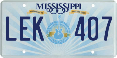 MS license plate LEK407