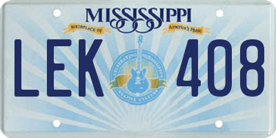 MS license plate LEK408