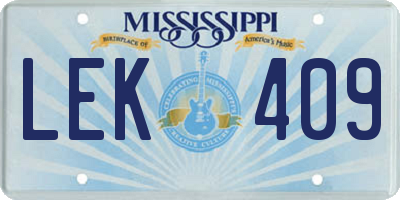 MS license plate LEK409