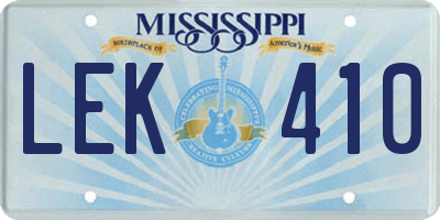 MS license plate LEK410