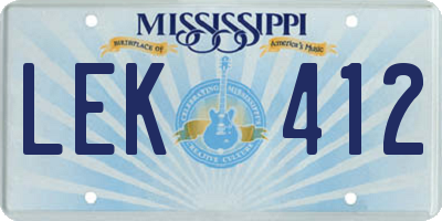 MS license plate LEK412
