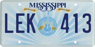 MS license plate LEK413