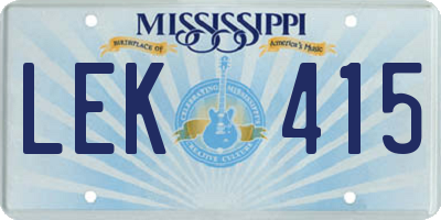 MS license plate LEK415