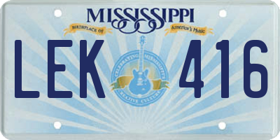 MS license plate LEK416