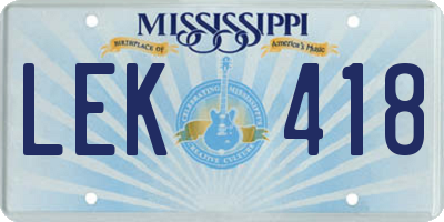 MS license plate LEK418