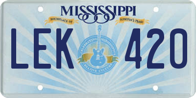 MS license plate LEK420