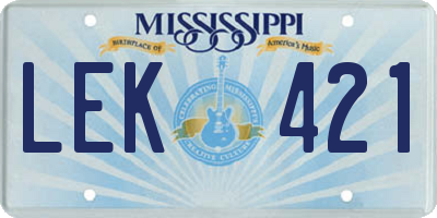 MS license plate LEK421