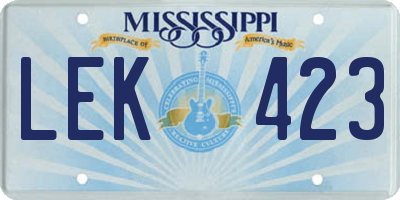 MS license plate LEK423