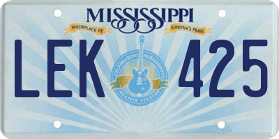 MS license plate LEK425