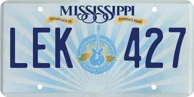 MS license plate LEK427
