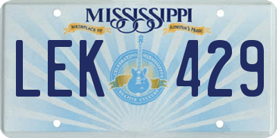 MS license plate LEK429