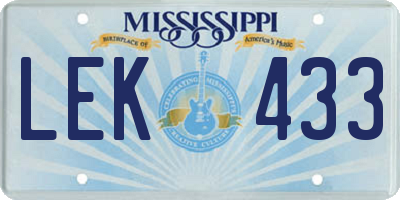MS license plate LEK433