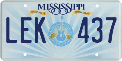 MS license plate LEK437