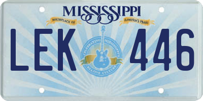 MS license plate LEK446