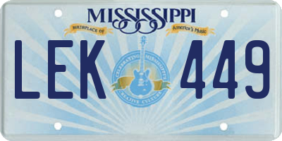 MS license plate LEK449