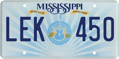 MS license plate LEK450
