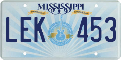 MS license plate LEK453