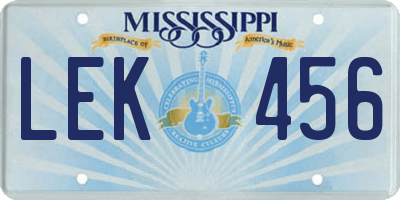 MS license plate LEK456