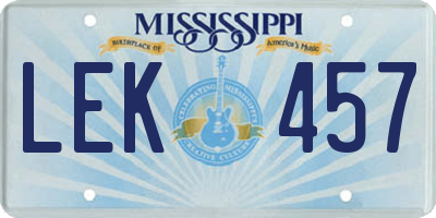 MS license plate LEK457