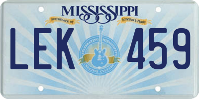 MS license plate LEK459