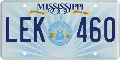MS license plate LEK460